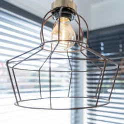 Brooklyn Wire Cage Pendant - 8 Inch - Pewter - Rose -Industville Shop BR WCP8 R RS BH IndustvilleRESIDENTIALWINDOWBLINDS AshbrookLtd Windmill Road 80of100