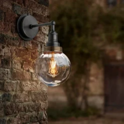 Brooklyn Outdoor & Bathroom Globe Wall Light - Pewter -Industville Shop BrooklynGlobeInSitu2048x2048 1