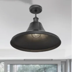 Brooklyn Giant Bell Flush Mount - 20 Inch - Pewter -Industville Shop Brooklyn Pewter GiantBell Pewter In Situ