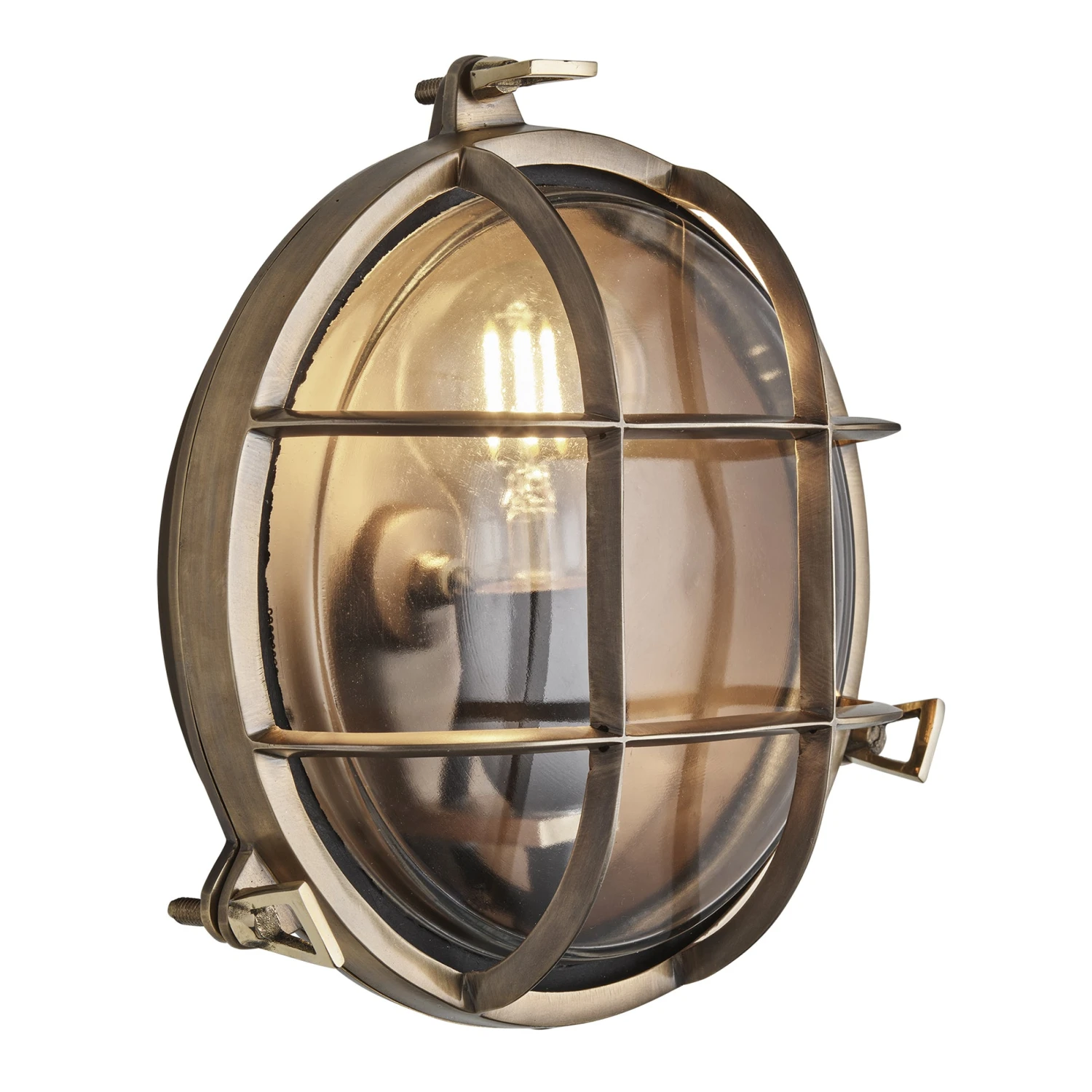 8 Inch Solid Brass Bulkhead Outdoor & Bathroom Round Wall Light With Versatile Side & Rear Wiring Options 6 8 Inch Solid Brass Bulkhead Outdoor & Bathroom Round Wall Light With Versatile Side & Rear Wiring Options - Image 6