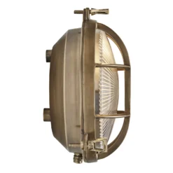 8 Inch Solid Brass Bulkhead Outdoor & Bathroom Round Wall Light With Versatile Side & Rear Wiring Options 15 8 Inch Solid Brass Bulkhead Outdoor & Bathroom Round Wall Light With Versatile Side & Rear Wiring Options -Industville Shop Bulkhead Wall Light Brass Round Ribbed Glass Back Side Wiring BK IP65 RWL8 B BSW RB Side Industville