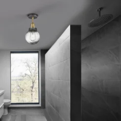 Brooklyn Outdoor & Bathroom Globe Flush Mount - Brass -Industville Shop D8FlushIn Situ BR IP65 FM BH PR GLG