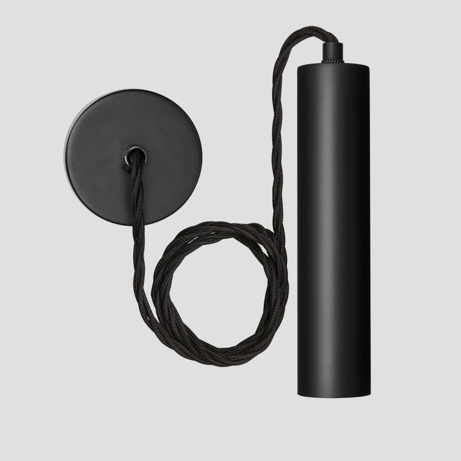 Sleek Edison Cylinder Cord Set ES E27 Bulb Holder - Black & Fabric Flex - Image 2