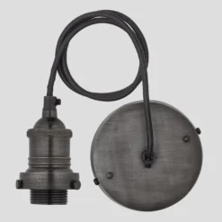 Brooklyn Wire Cage Pendant - 6 Inch - Pewter - Cone -Industville Shop ESE27 Holder Pewter Industville Lighting CordSet FabricFlex Brooklyn BR CS P 3cec49eb 9702 48d5 bf2f cfefb0df8228