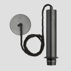 Sleek Cylinder Tinted Glass Cone Pendant Light - 6 Inch - Smoke Grey -Industville Shop ESE27 Holder Pewter Industville Lighting CordSet FabricFlex SleekCylinder SL CY CS P 10085531 d5da 42bf 91a9 843f80cc4420