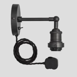 Brooklyn Glass Funnel Wall Light - 7 Inch - With Plug -Industville Shop ESE27 PlugHolder Pewter Industville Lighting WithPlug FabricFlex Brooklyn BR WL P FLWP 247e7079 7ada 4187 af72 e47030d1fb9b