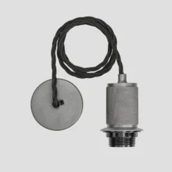 Knurled Cone Pendant Light - 7 Inch - Pewter -Industville Shop ESE28 Holder Pewter Industville Lighting CordSet FabricFlex Knurled KN ECS P 8b1bd77b 05b0 485c b0d2 7ddd9a1a5ae7