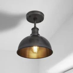 Brooklyn Dome Flush Mount - 8 Inch - Pewter -Industville Shop Flush Mount Dome 8 Pewter