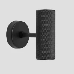 Knurled Edison Double Wall Light - Black 6 Knurled Edison Double Wall Light - Black -Industville Shop Holder Black Industville Lighting Wall FabricFlex Knurled KN EDWL BK ANGLED
