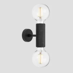 Knurled Edison Double Wall Light - Black