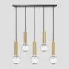 Sleek Cylinder 5 Wire Cluster Lights - Brass
