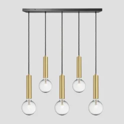 Sleek Cylinder 5 Wire Cluster Lights - Brass