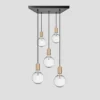 Sleek Edison Square Cluster Lights - 5 Wire - Brass