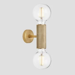 Knurled Edison Double Wall Light - Brass - Pre-order - Expected W/c 13th Of May