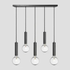 Sleek Cylinder 5 Wire Cluster Lights - Pewter