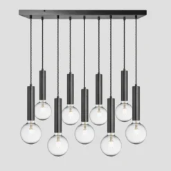 Sleek Cylinder 9 Wire Cluster Lights - Pewter