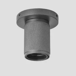 Knurled Edison Spotlight - Pewter -Industville Shop Holder Pewter Industville Lighting Spotlight FabricFlex Knurled KN ESP P ANGLED