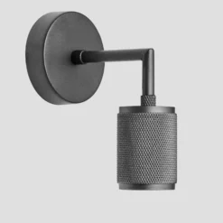 Knurled Edison Wall Light - Pewter -Industville Shop Holder Pewter Industville Lighting Wall FabricFlex Knurled KN EWL P