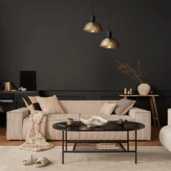 Knurled Dome Pendant Light - 8 Inch - Brass -Industville Shop KN DP8 B BKHINDUSTVILLEB2CLIVINGROOMAdobeStock 555632306 1