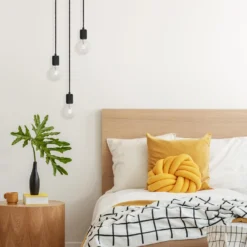 Knurled Edison Pendant Light - 1 Wire - Black 7 Knurled Edison Pendant Light - 1 Wire - Black -Industville Shop KN E1WP BKINDUSTVILLEB2CBEDROOMAdobeStock