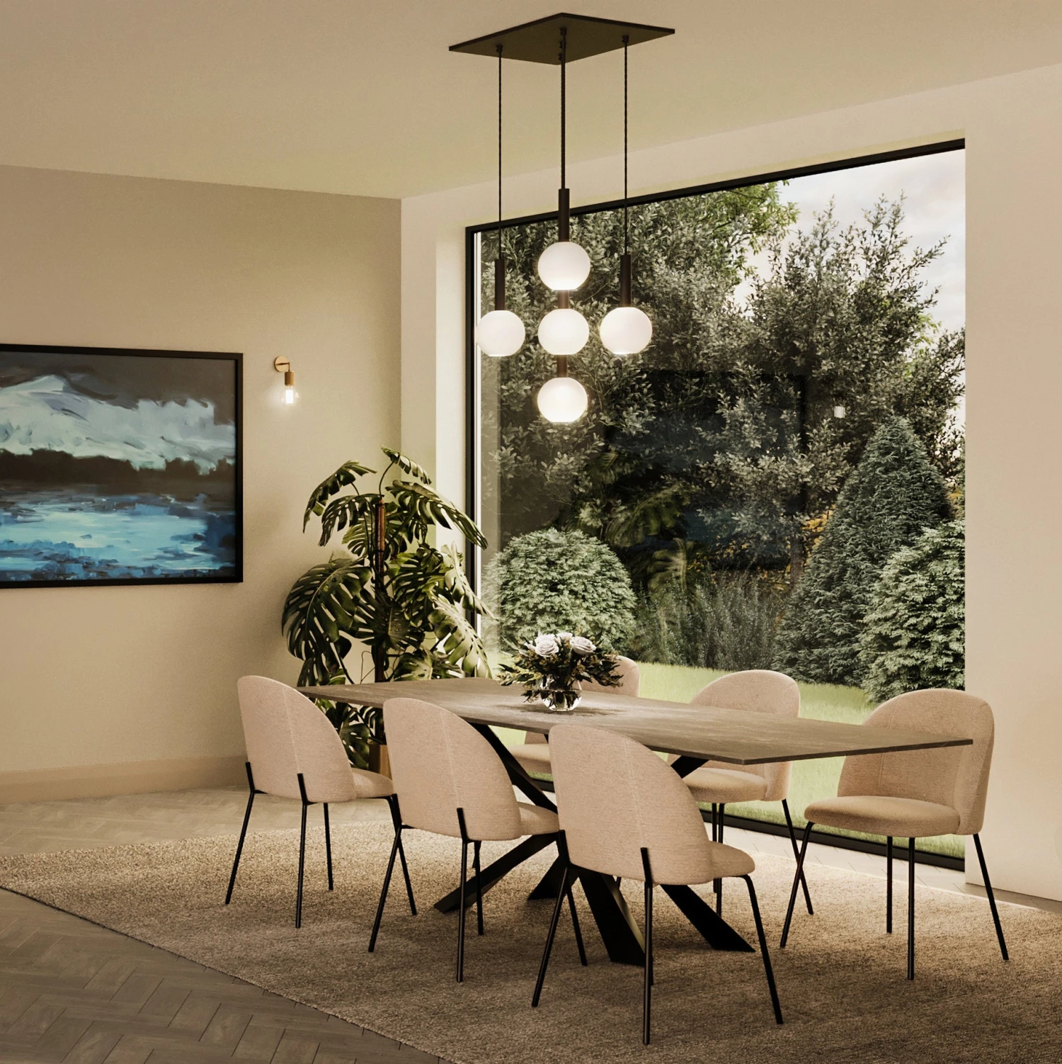 Sleek Cylinder Opal Glass Globe 5 Wire Square Cluster Lights - 7 Inch - White 7 Sleek Cylinder Opal Glass Globe 5 Wire Square Cluster Lights - 7 Inch - White - Image 7