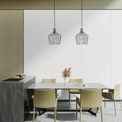 Knurled Tinted Glass Schoolhouse Pendant - 10 Inch - Smoke Grey -Industville Shop KN TGL SHP10 SG PHINDUSTVILLEB2CKITCHENGREENAdobeStock