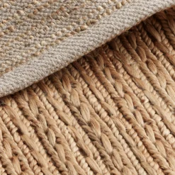 Goole Hand Woven Jute Rug - Natural & Cream -Industville Shop Natural Goole Handwoven Jute Natural Cream Rug Industville RG 13 HWJ N CR Fold Closeup
