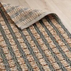 Oxnam Hand Woven Jute Rug - Natural & Teal