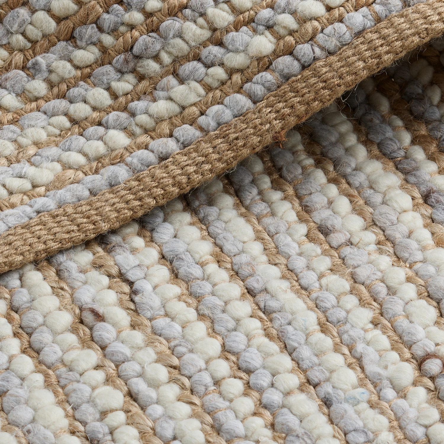 Petton Hand Woven Jute & Wool Rug - Natural & Cream - Image 3