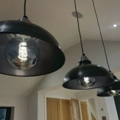 Old Factory Pendant - 12 Inch - Pewter -Industville Shop OF P12 P LPHLRINDUSTVILLEB2CKitchenDiningTableLivingRoomCloseup insidenumberfortythree 1