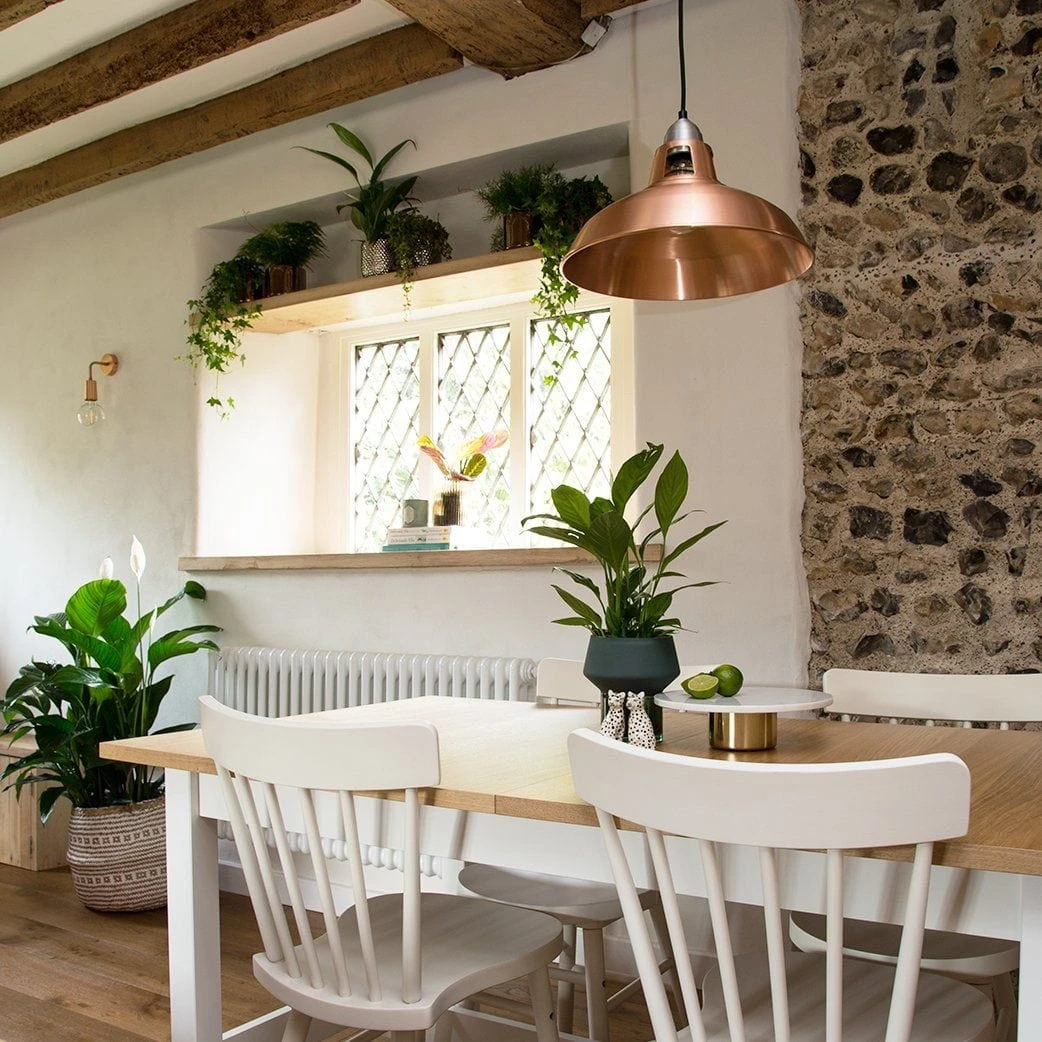 Old Factory Slotted Pendant - 15 Inch - Copper 3 Old Factory Slotted Pendant - 15 Inch - Copper - Image 3