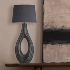 Ornate Ellipse Table Lamp - Pewter - Base Only