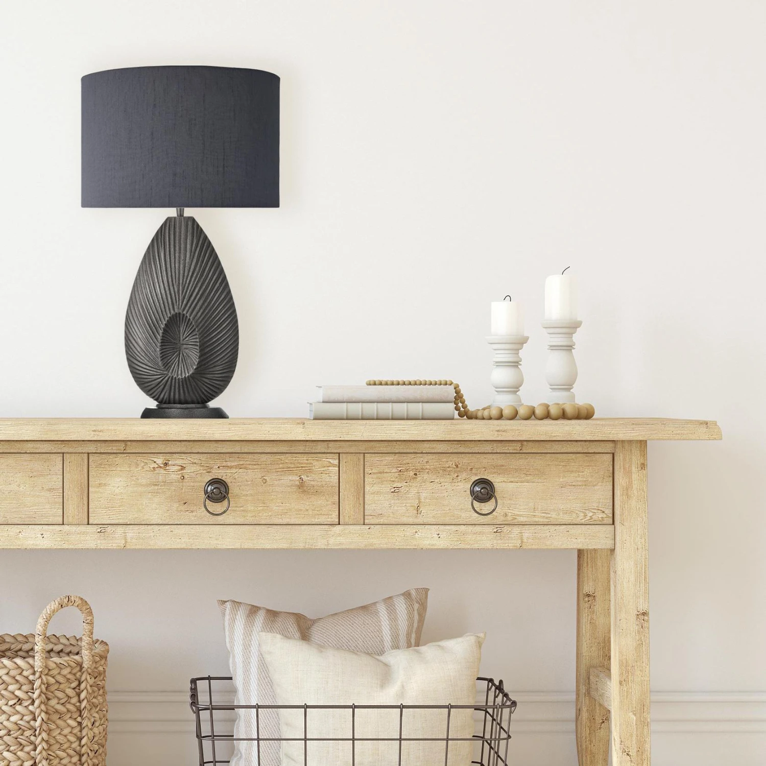 Ornate Tulip Table Lamp - Pewter 2 Ornate Tulip Table Lamp - Pewter - Image 2