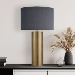 Pillar Geometric Cylinder Table Lamp - Brass - Base Only