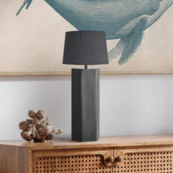 Pillar Geometric Hex Table Lamp - Pewter - Base Only