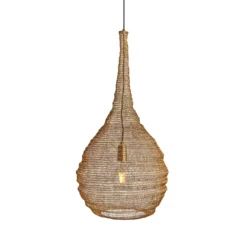 Beehive Wire Cage Metal Mesh Pendant Light - Drop - Brass -Industville Shop Pendant Brass Industville Lighting Drop Beehive BE WCMP DR B WhiteBG