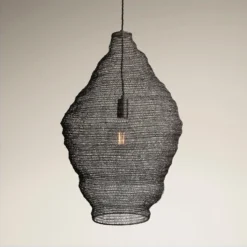 Beehive Wire Cage Metal Mesh Pendant Light - Diamond - Pewter