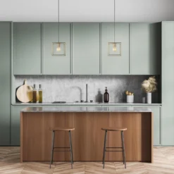 Sleek Cube Pendant Light - 8 Inch - Brass -Industville Shop SL CU8 BINDUSTVILLEb2CKITCHENGREENAdobeStock 470475578 1