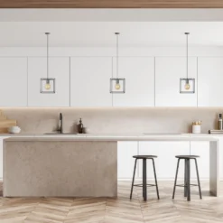 Sleek Cube Pendant Light - 8 Inch - Pewter -Industville Shop SL CU8 PINDUSTVILLEB2CKITCHENNATURALLIGHTAdobeStock 492327211 1