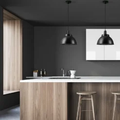 Sleek Dome Pendant - 13 Inch - Black -Industville Shop SL DP13 BK BKHINDUSTVILLEB2CKITCHENADOBESTCOK