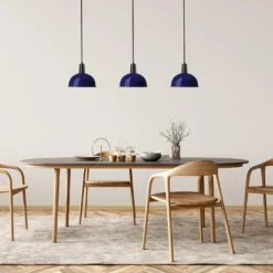 Sleek Dome Pendant - 8 Inch - Dark Blue -Industville Shop SL DP8 DB BKH INDUSTVILLE B2C DINING ROOM AdobeStock 1