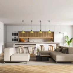 Sleek Dome Pendant - 8 Inch - Yellow -Industville Shop SL DP8 Y BKH INDUSTVILLE B2C KITCHEN LIVINGROOM AdobeStock 1