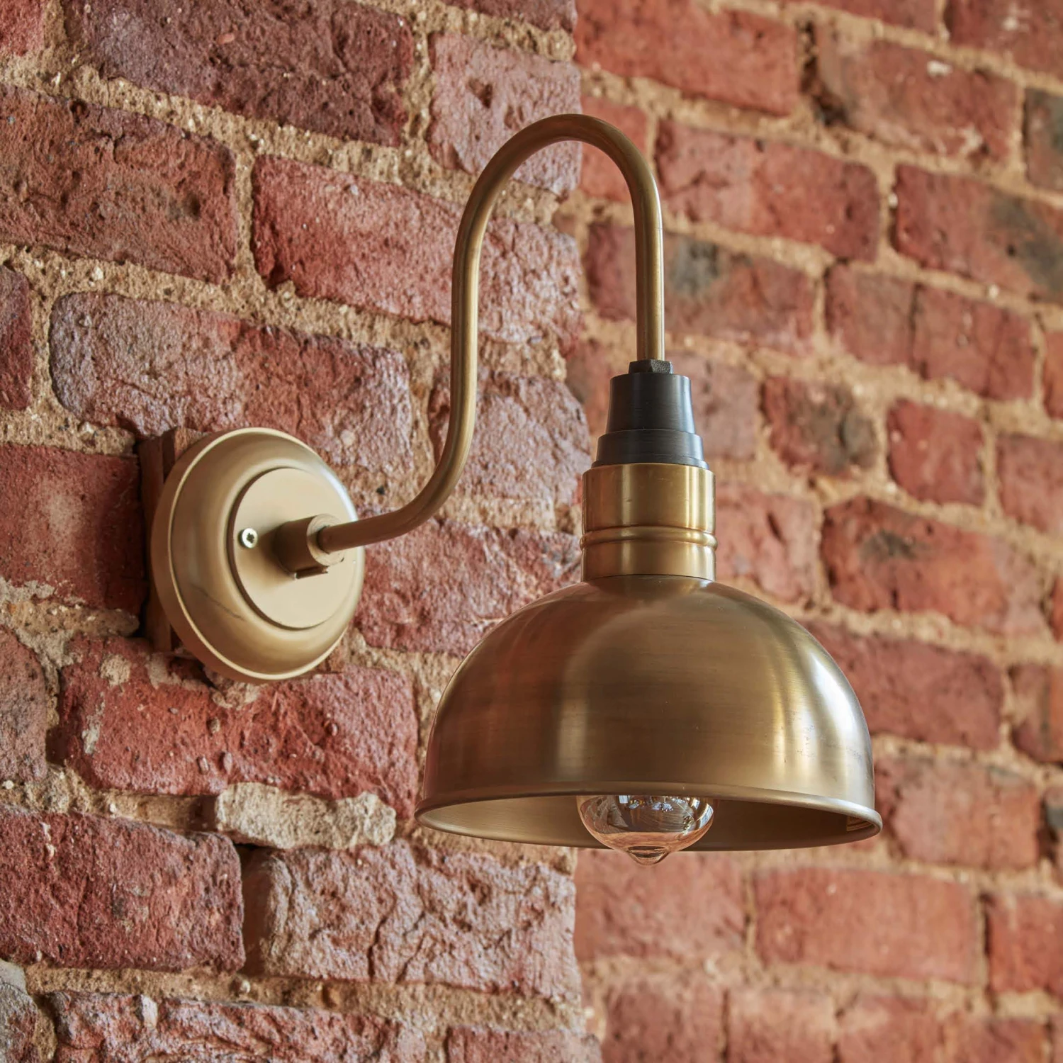 Swan Neck Dome Wall Light - 8 Inch - Brass 2 Swan Neck Dome Wall Light - 8 Inch - Brass - Image 2