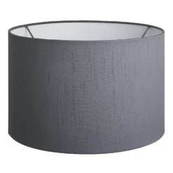 Drum - Large - Grey Dupion Silk - Lampshade Only