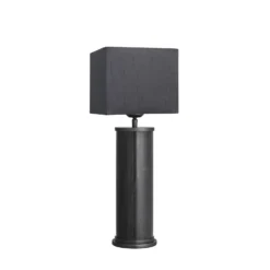 Marble Pillar Cylinder Table Lamp - Black & Pewter 14 Marble Pillar Cylinder Table Lamp - Black & Pewter -Industville Shop T5HNTN R