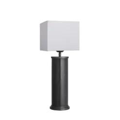 Marble Pillar Cylinder Table Lamp - Black & Pewter 12 Marble Pillar Cylinder Table Lamp - Black & Pewter -Industville Shop TGA4JI 1