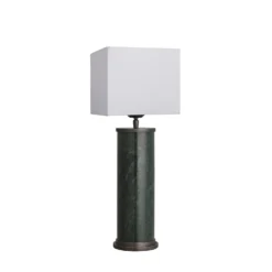 Marble Pillar Cylinder Table Lamp - Green & Pewter 14 Marble Pillar Cylinder Table Lamp - Green & Pewter -Industville Shop TU2KLP T