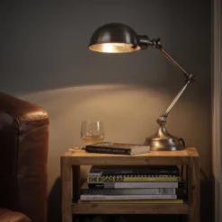 Brooklyn Pharmacy Adjustable Dome Table Lamp - 7 Inch - Gunmetal -Industville Shop Table Lamp Home 9794 lit