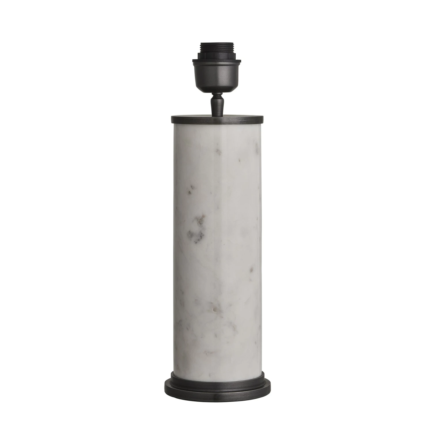 Marble Pillar Cylinder Table Lamp - White With Pewter - Base Only