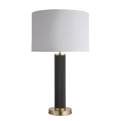 Knurled Pillar Table Lamp - Black -Industville Shop table lamp knurled pillar black large drum white KN PILTL BK W LDR
